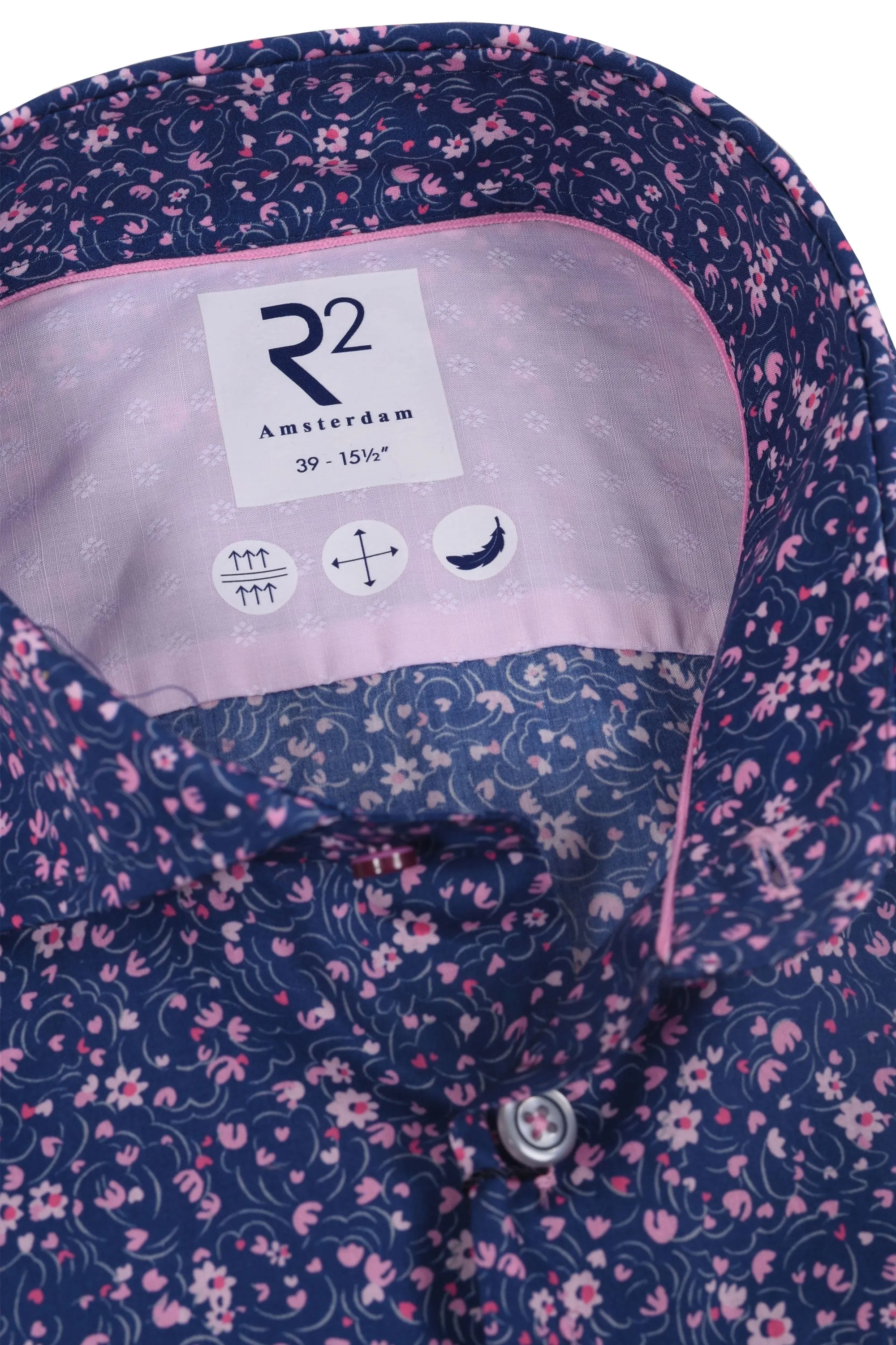 R2 Cutaway Collar Liberty Print Shirt Pink