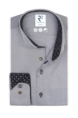R2 Grey Shirt With Stitched Collar Detail