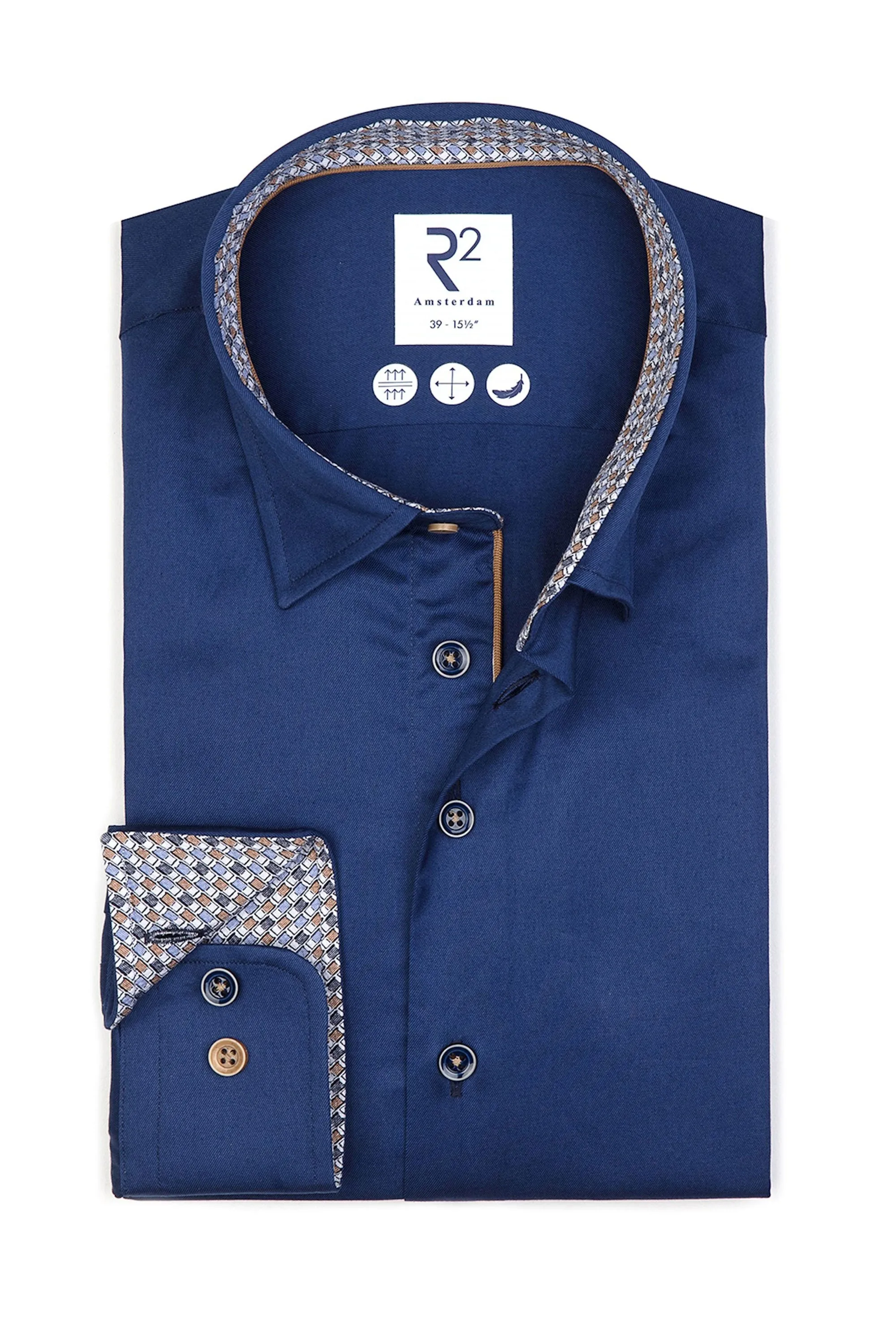 R2 Hidden Button-Down Blue Shirt