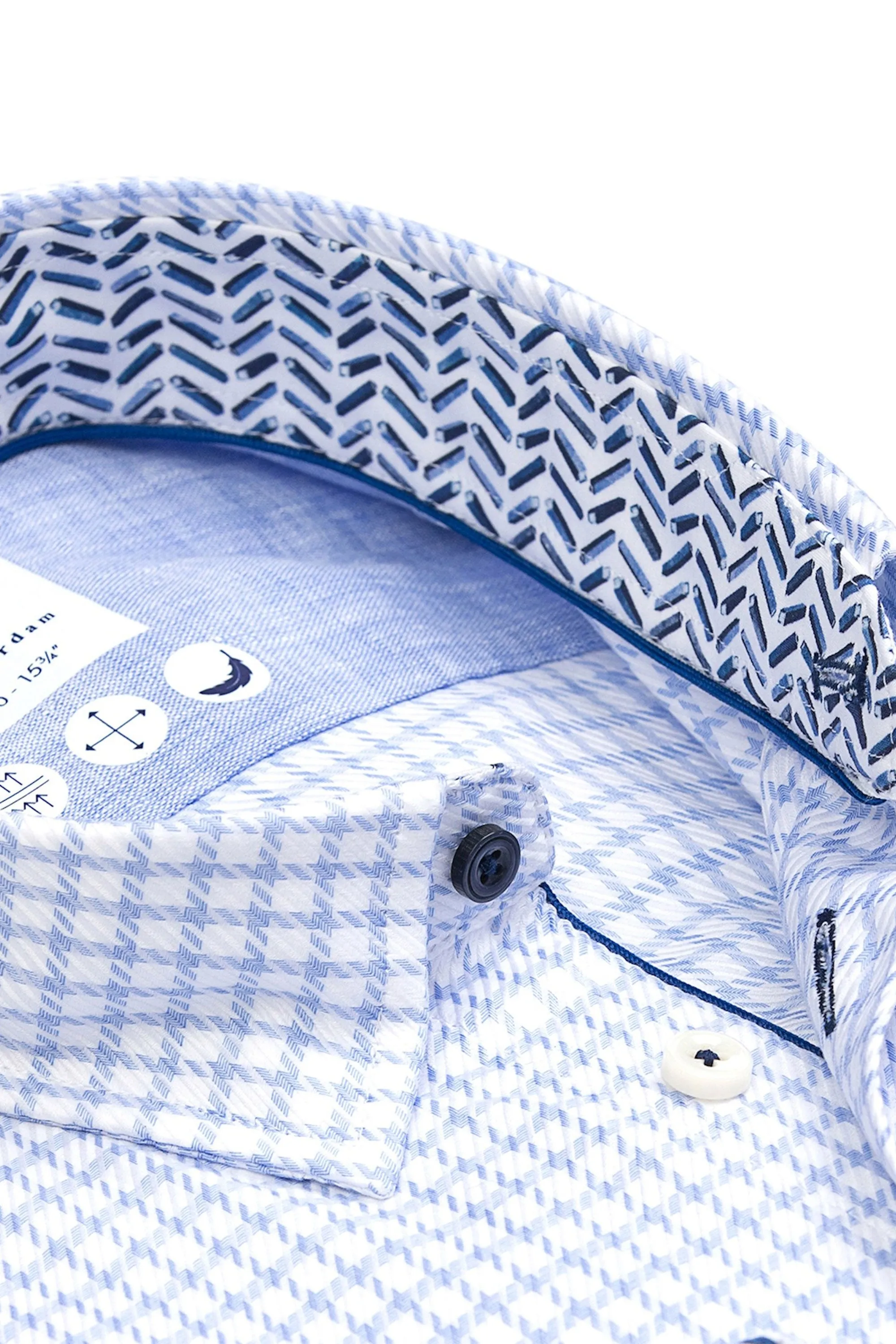 R2 Hidden Button Down Collar Light Blue Check