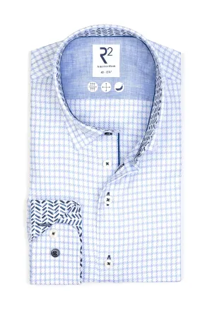 R2 Hidden Button Down Collar Light Blue Check