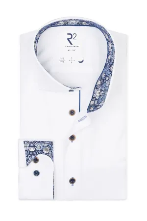 R2 Liberty Print Cut Away Collar Shirt White