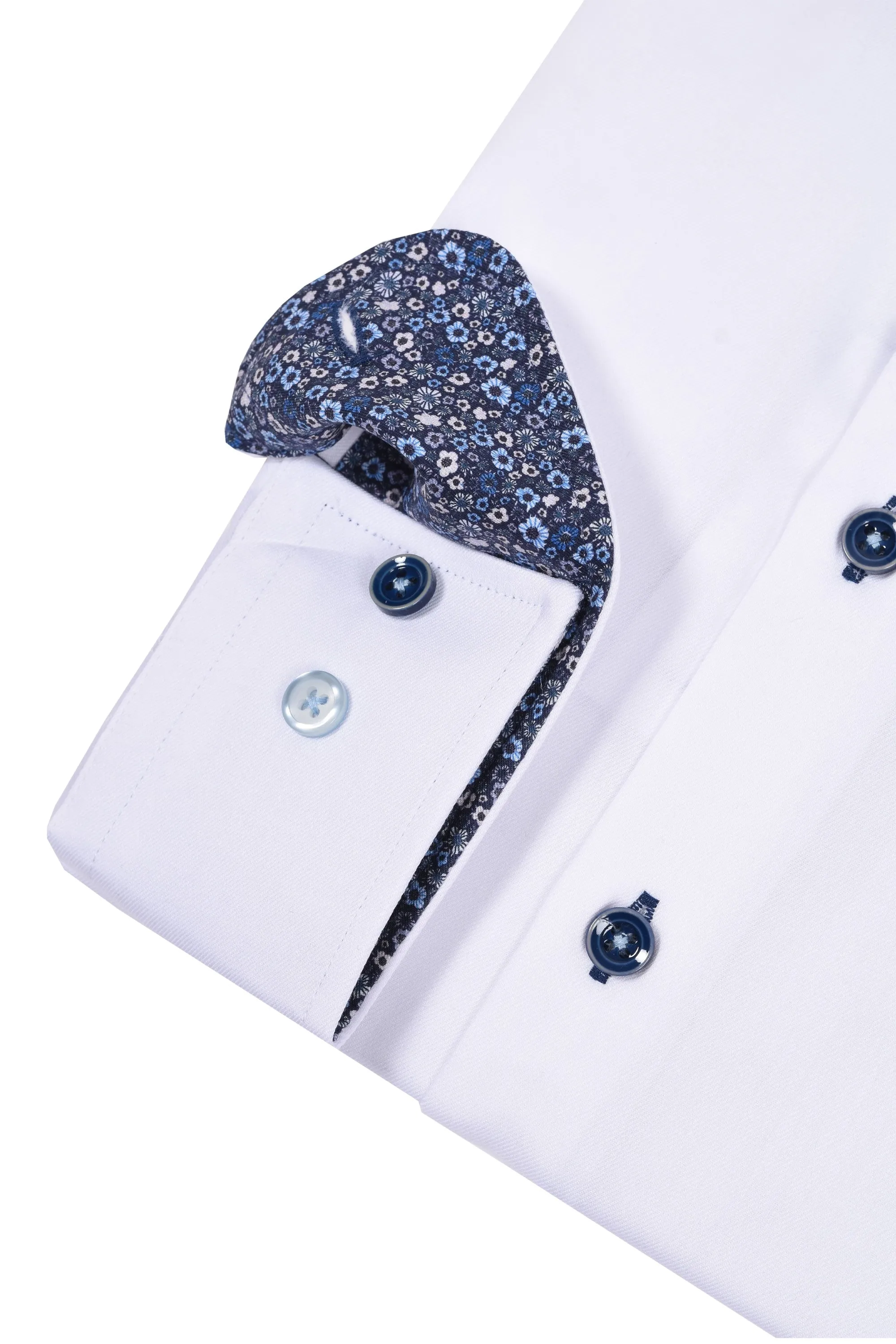 R2 Long Sleeved Shirt With Liberty Print White