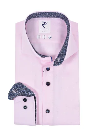 R2 Non Iron Long Sleeved Shirt Pink Floral Trim