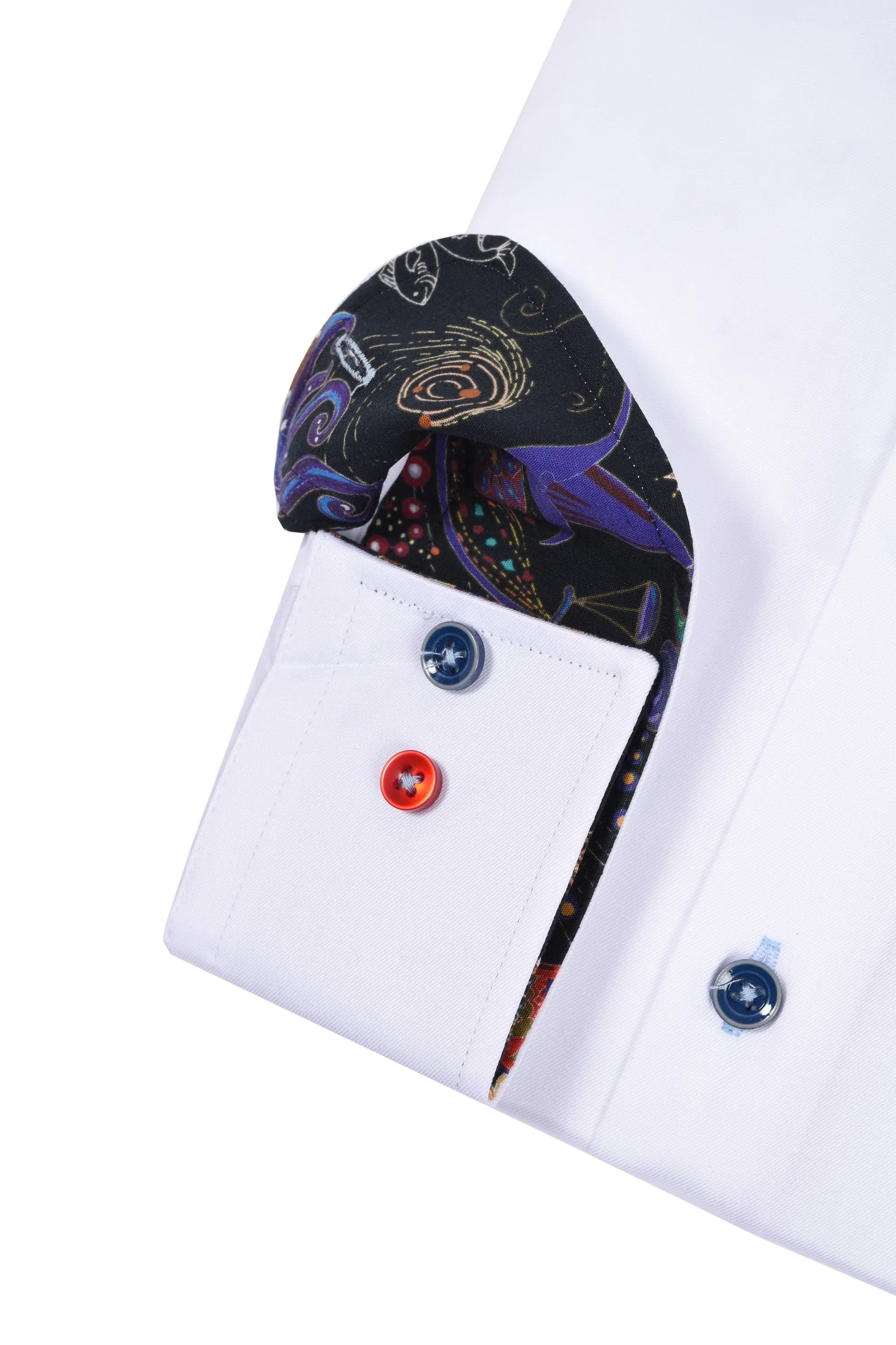 R2 Shirt Night Print Trim White