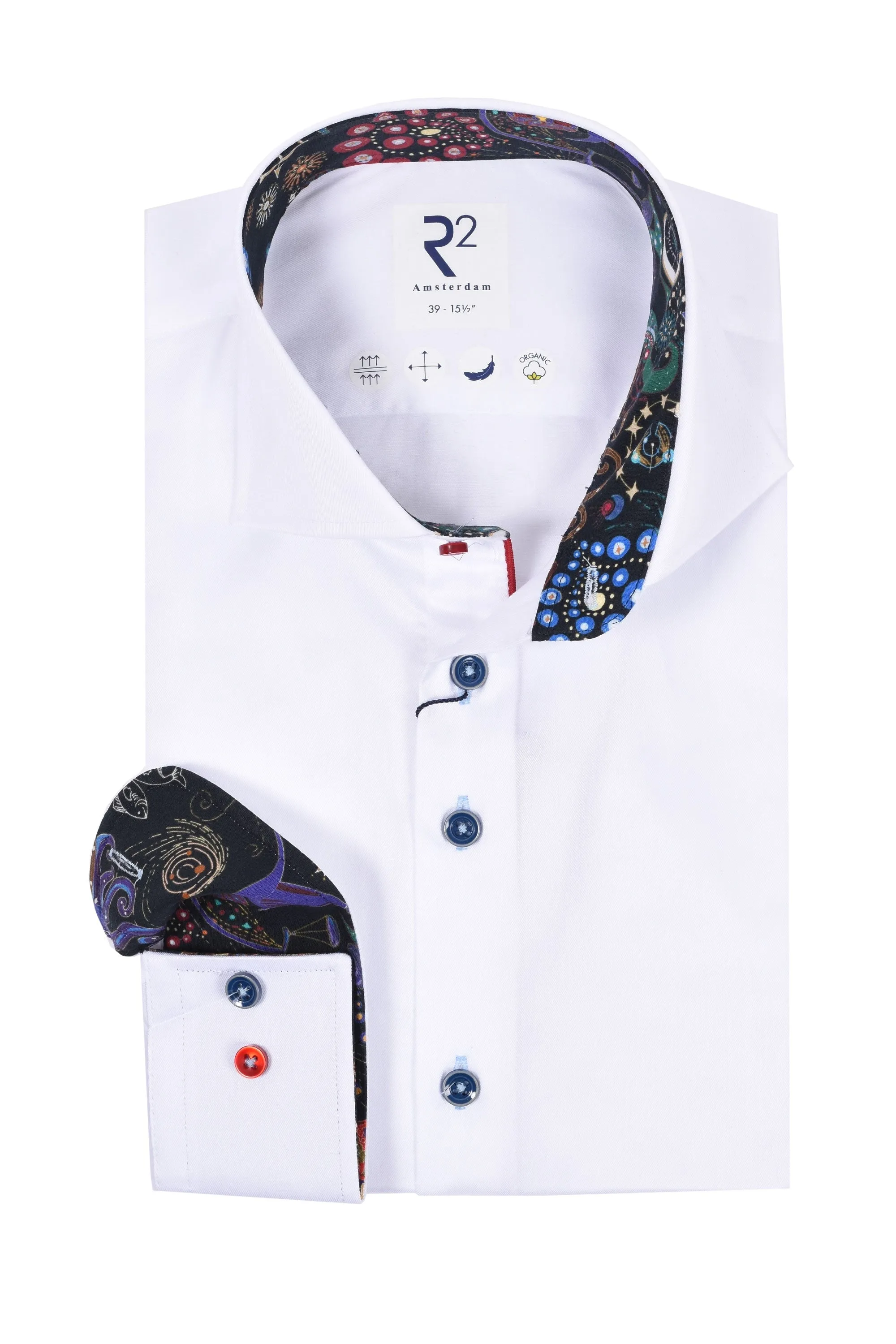 R2 Shirt Night Print Trim White
