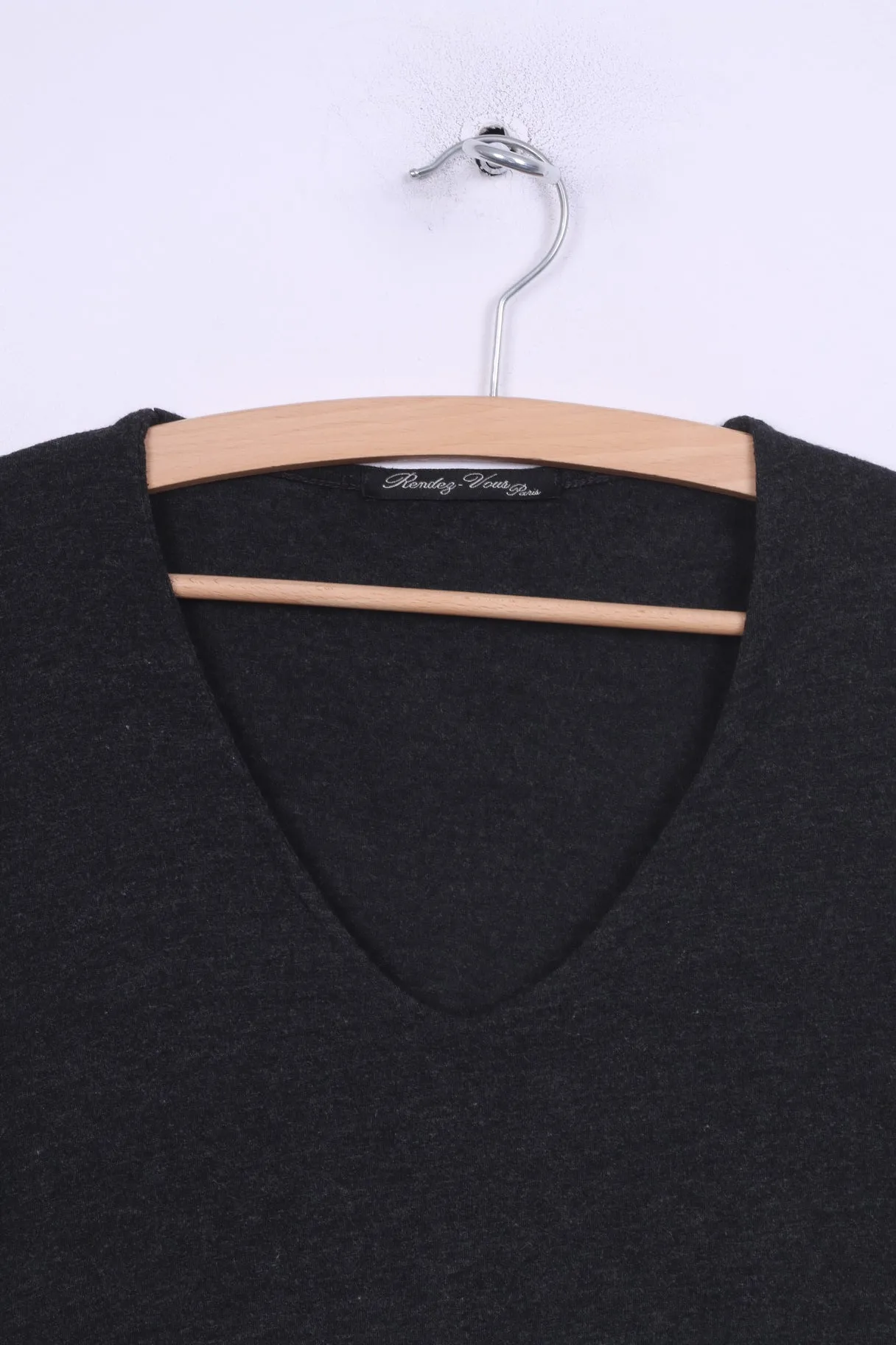 Randez Vous Womens S T4 Shirt Long Sleeve V Neck Black