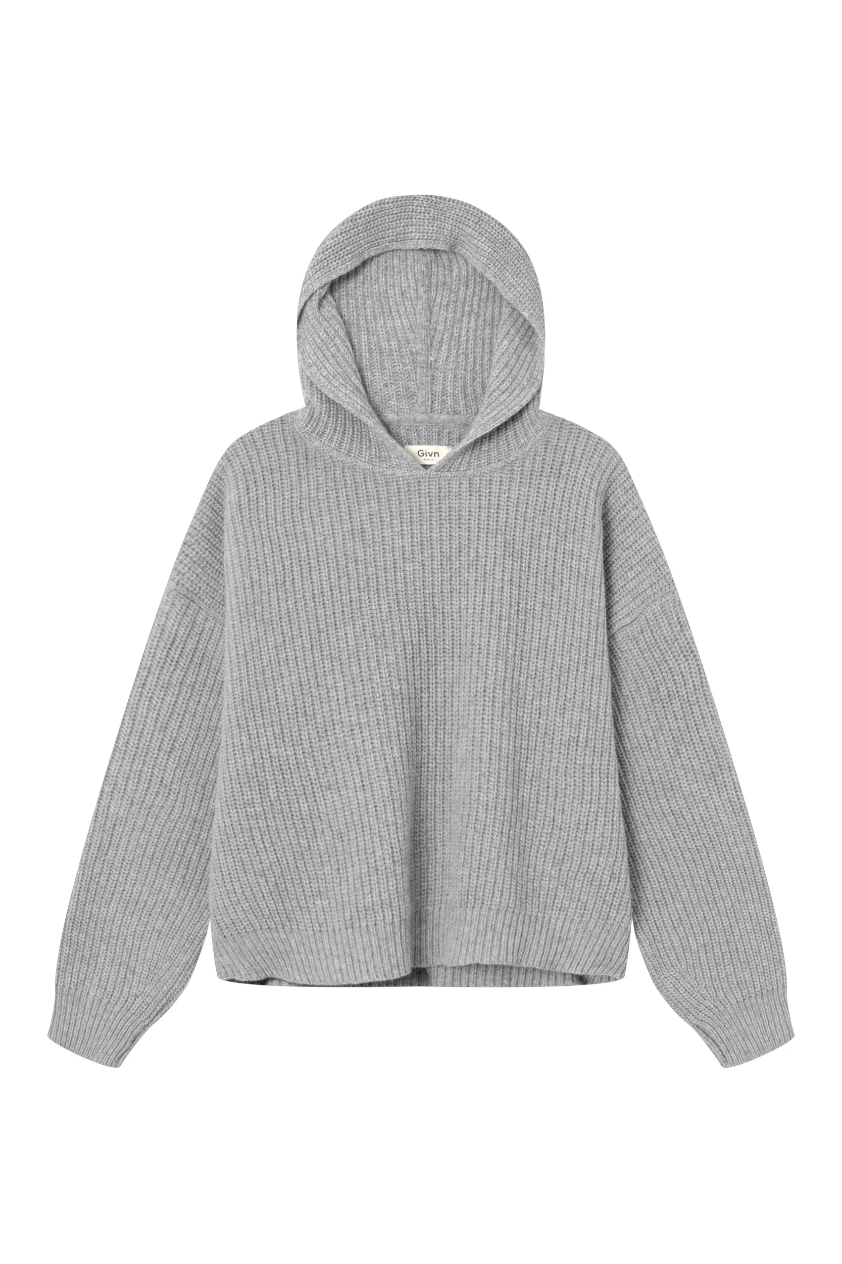 Recycled Wool Knit Hoodie MARIELLA - Light Grey Givn Berlin