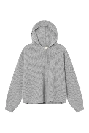 Recycled Wool Knit Hoodie MARIELLA - Light Grey Givn Berlin