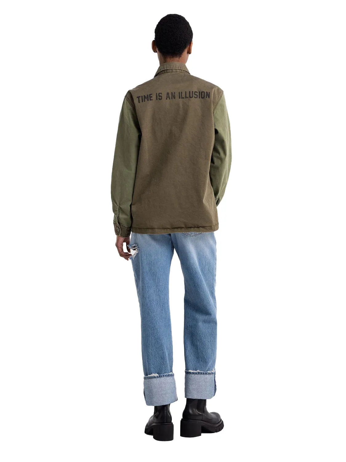 Replay Army Over-shirt With Jewel Brooches