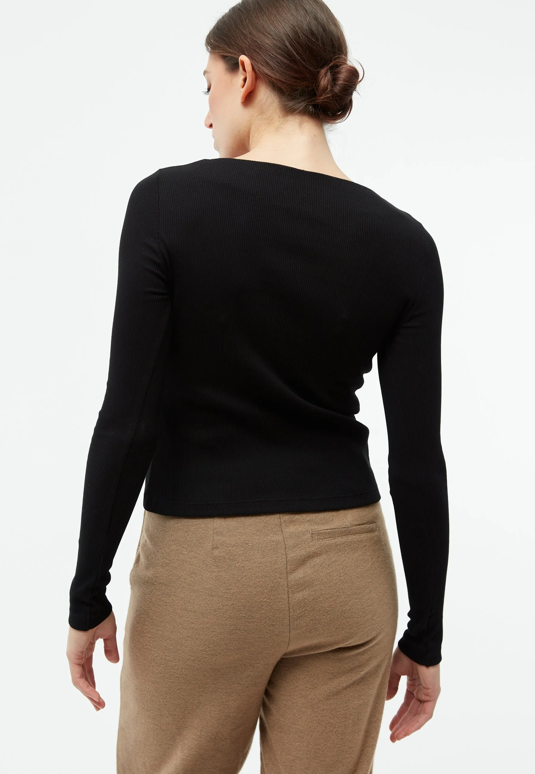 Ribbed longsleeve GBINA slim fit made from organic cotton - Black (Rib) Givn Berlin