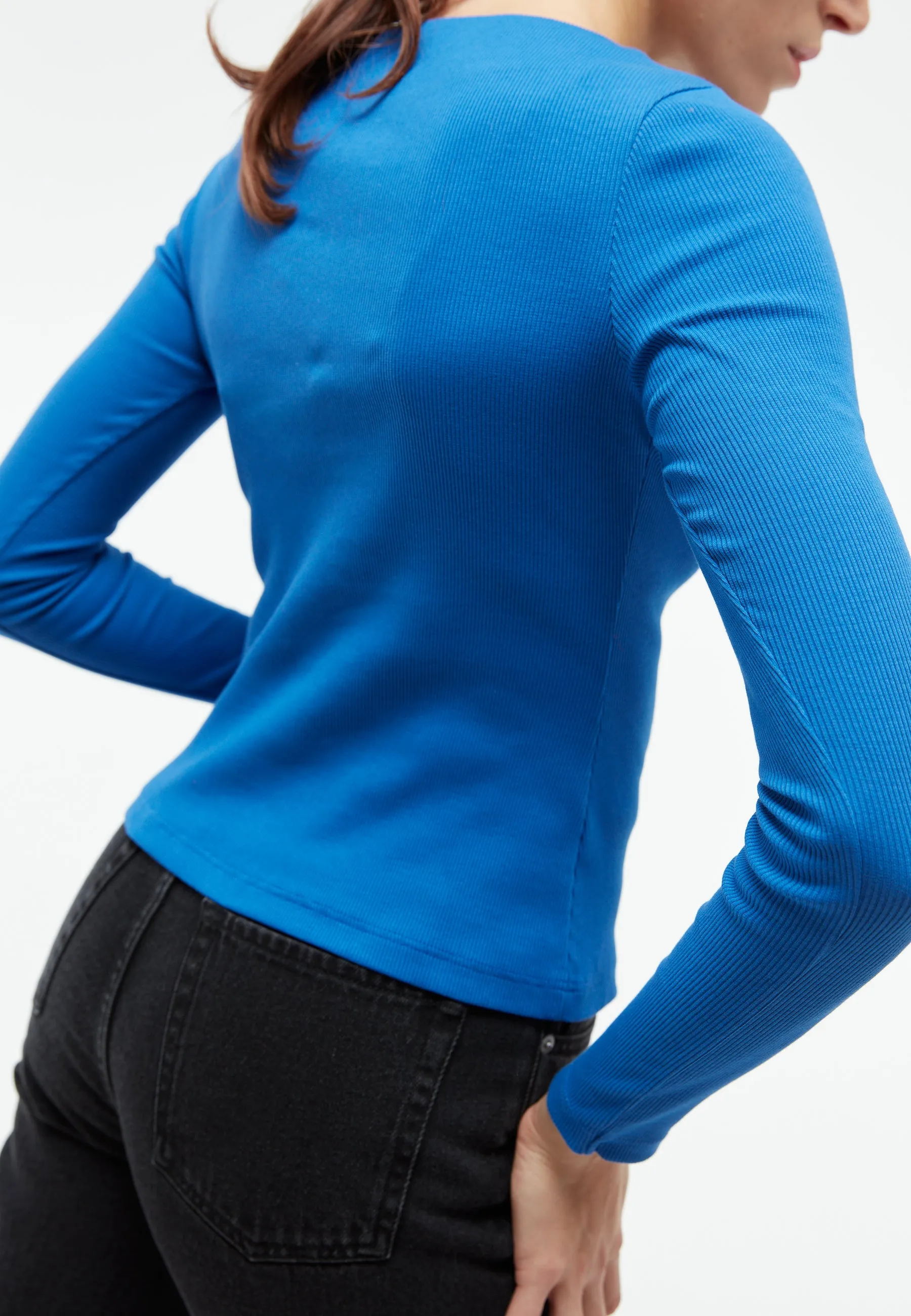 Ribbed longsleeve GBINA slim fit made from organic cotton - Cornflower Blue (Rib) Givn Berlin