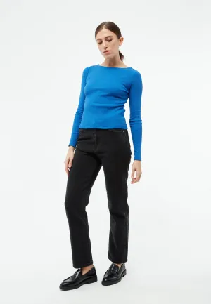 Ribbed longsleeve GBINA slim fit made from organic cotton - Cornflower Blue (Rib) Givn Berlin