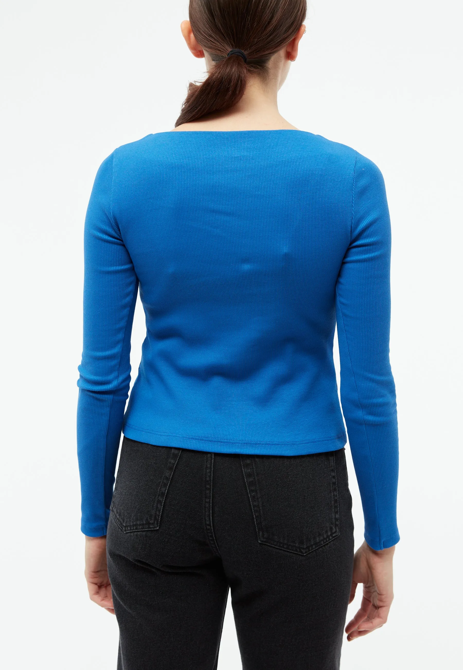 Ribbed longsleeve GBINA slim fit made from organic cotton - Cornflower Blue (Rib) Givn Berlin