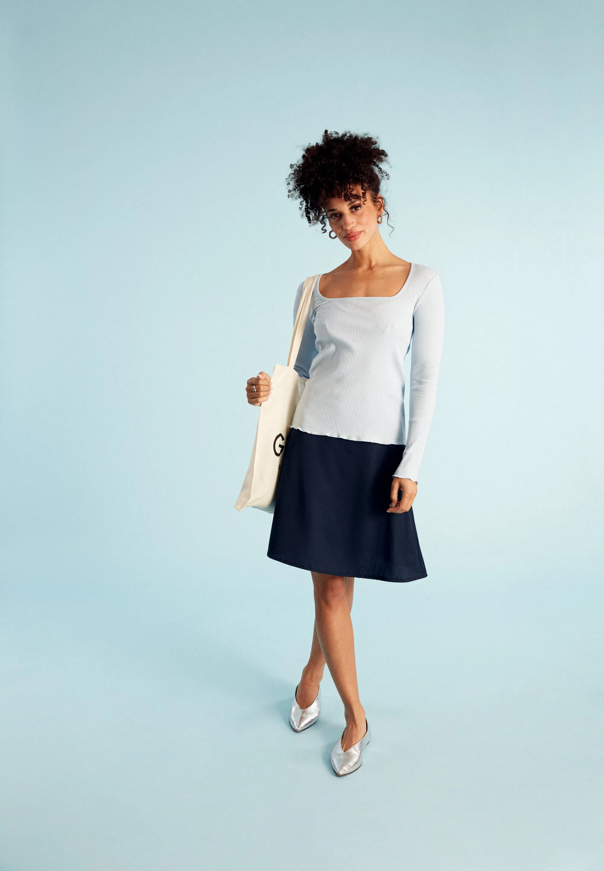 Ribbed Longsleeve GBPATTY Slim Fit Made From Organic Cotton - Ice Blue (Rib) Givn Berlin