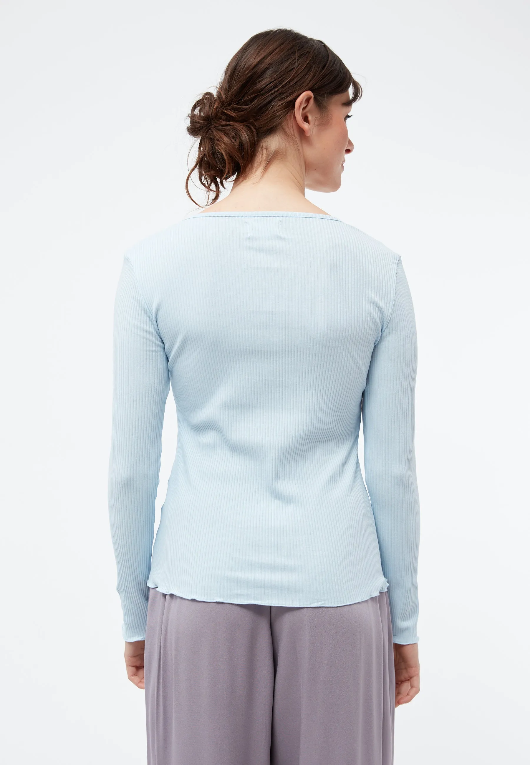 Ribbed Longsleeve GBPATTY Slim Fit Made From Organic Cotton - Ice Blue (Rib) Givn Berlin