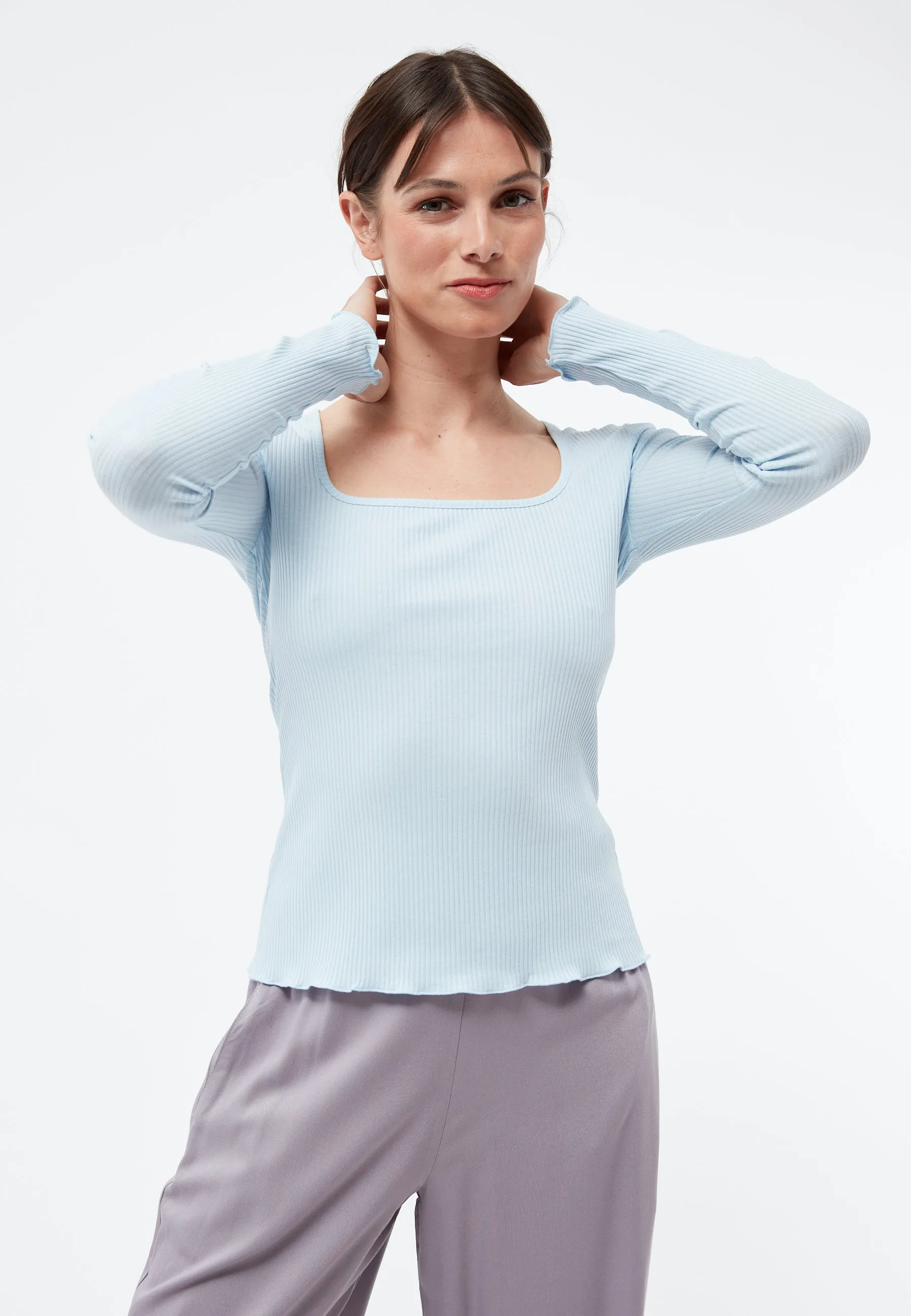 Ribbed Longsleeve GBPATTY Slim Fit Made From Organic Cotton - Ice Blue (Rib) Givn Berlin