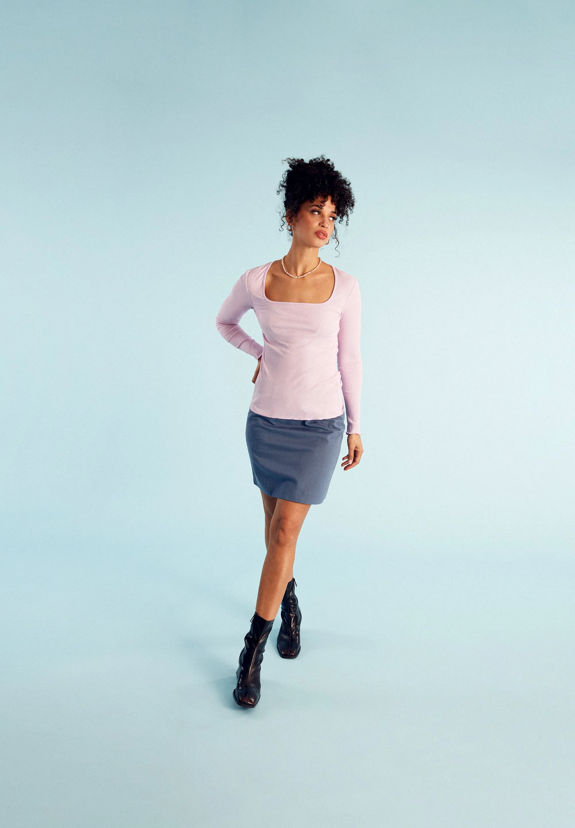 Ribbed Longsleeve GBPATTY Slim Fit Made From Organic Cotton - Light Pink (Rib) Givn Berlin