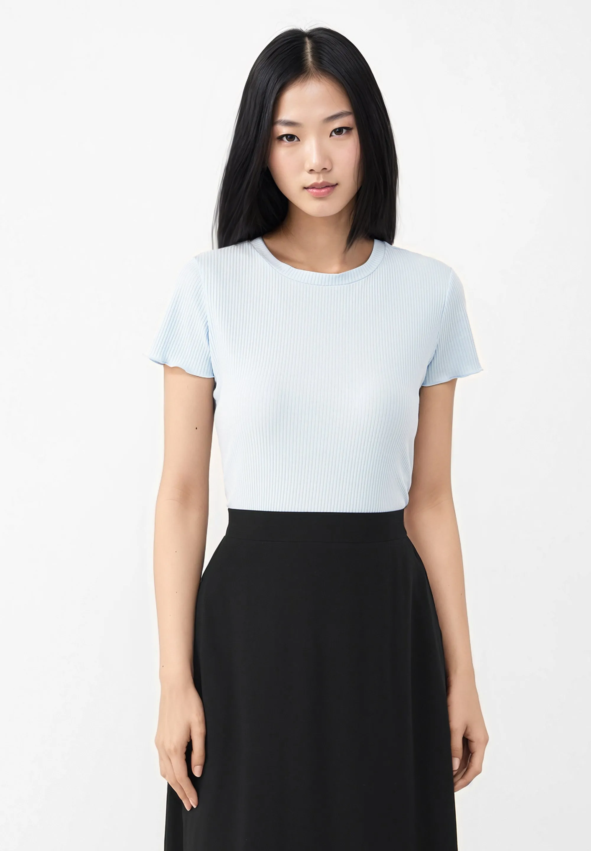 Ribbed T-shirt GBPIXIE Slim Fit Made From Organic Cotton - Ice Blue (Rib) Givn Berlin