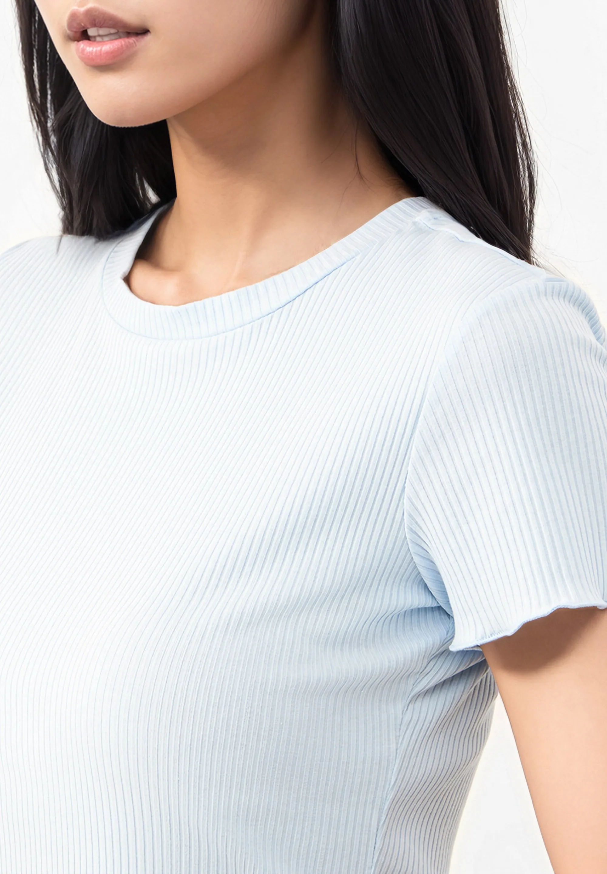 Ribbed T-shirt GBPIXIE Slim Fit Made From Organic Cotton - Ice Blue (Rib) Givn Berlin