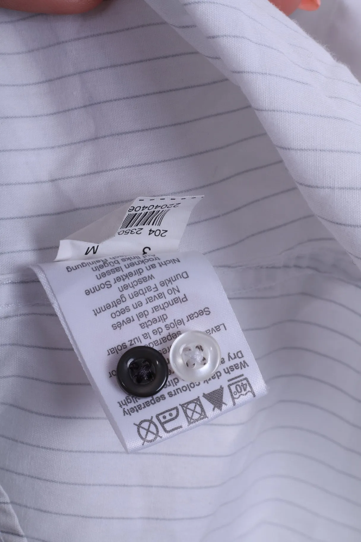 River Island Mens M Casual Shirt White Striped Long Sleeve Cotton