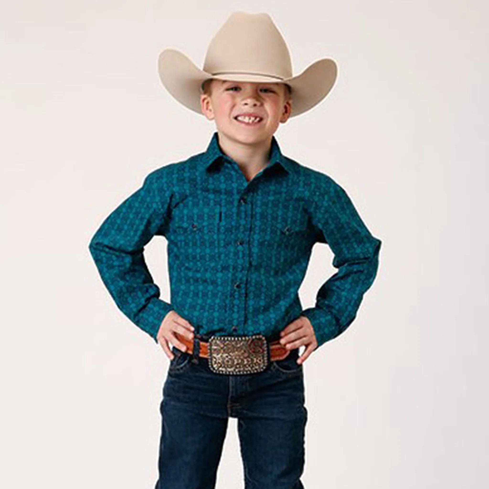 Roper Kid's Horizontal Tile Print Shirt