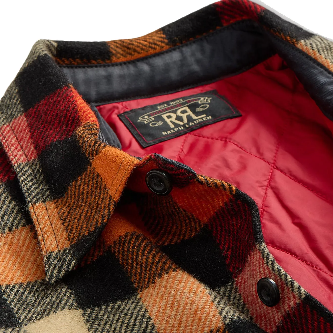 RRL by Ralph Lauren Checked Wool Overshirt Red / Orange Multi