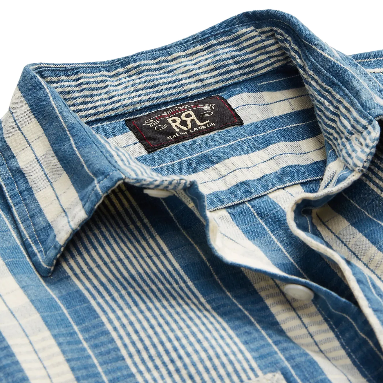 RRL by Ralph Lauren Indigo Plaid Cotton-Linen Workshirt RL-711 Indigo/Creme