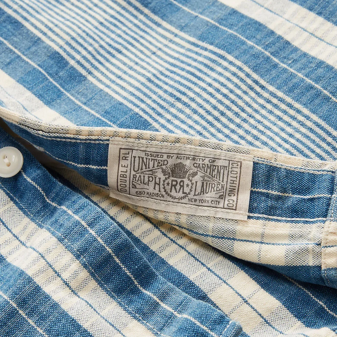 RRL by Ralph Lauren Indigo Plaid Cotton-Linen Workshirt RL-711 Indigo/Creme