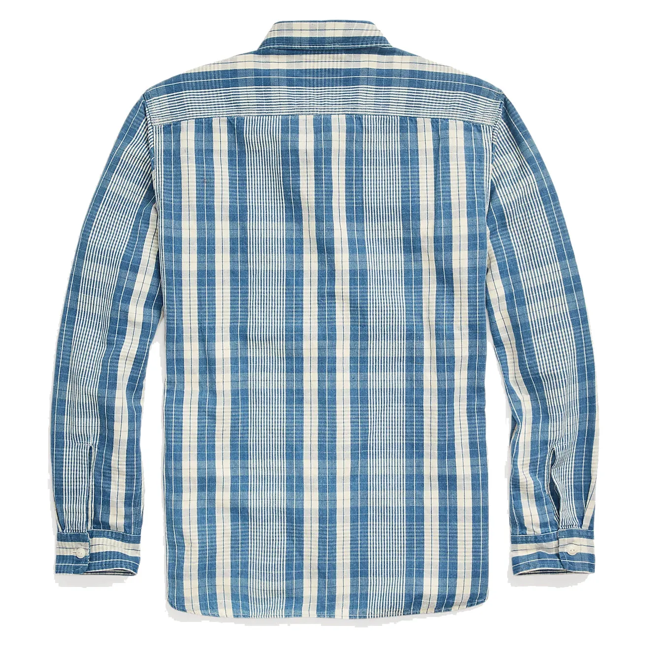 RRL by Ralph Lauren Indigo Plaid Cotton-Linen Workshirt RL-711 Indigo/Creme