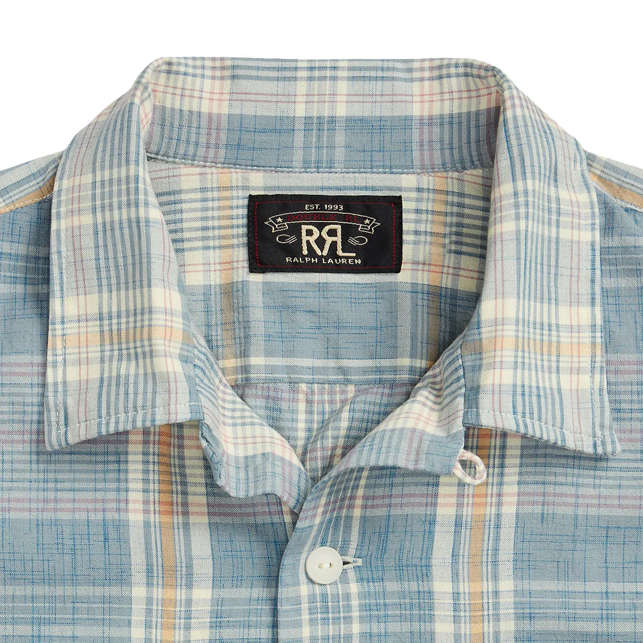 RRL by Ralph Lauren Madras Camp Shirt Light Blue