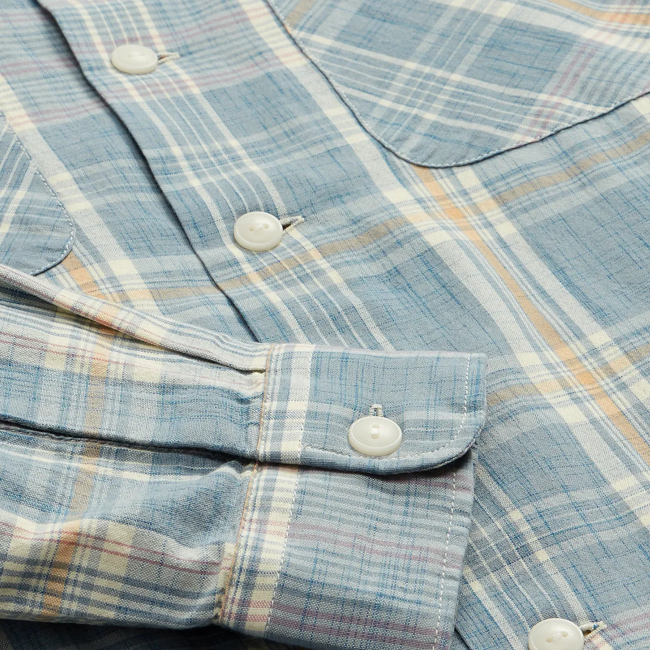 RRL by Ralph Lauren Madras Camp Shirt Light Blue
