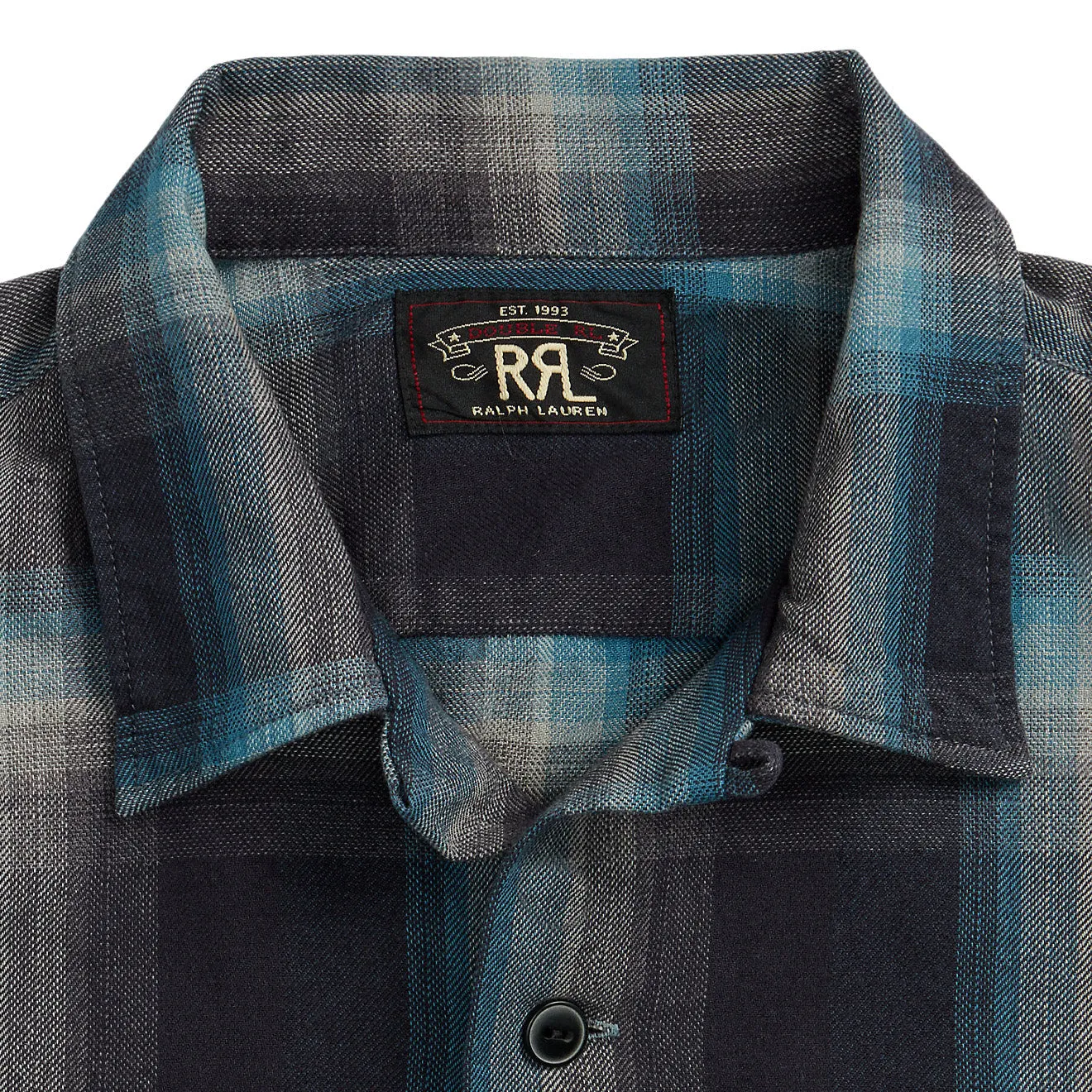 RRL by Ralph Lauren Plaid Jaspe Twill Camp Workshirt Black/Blue