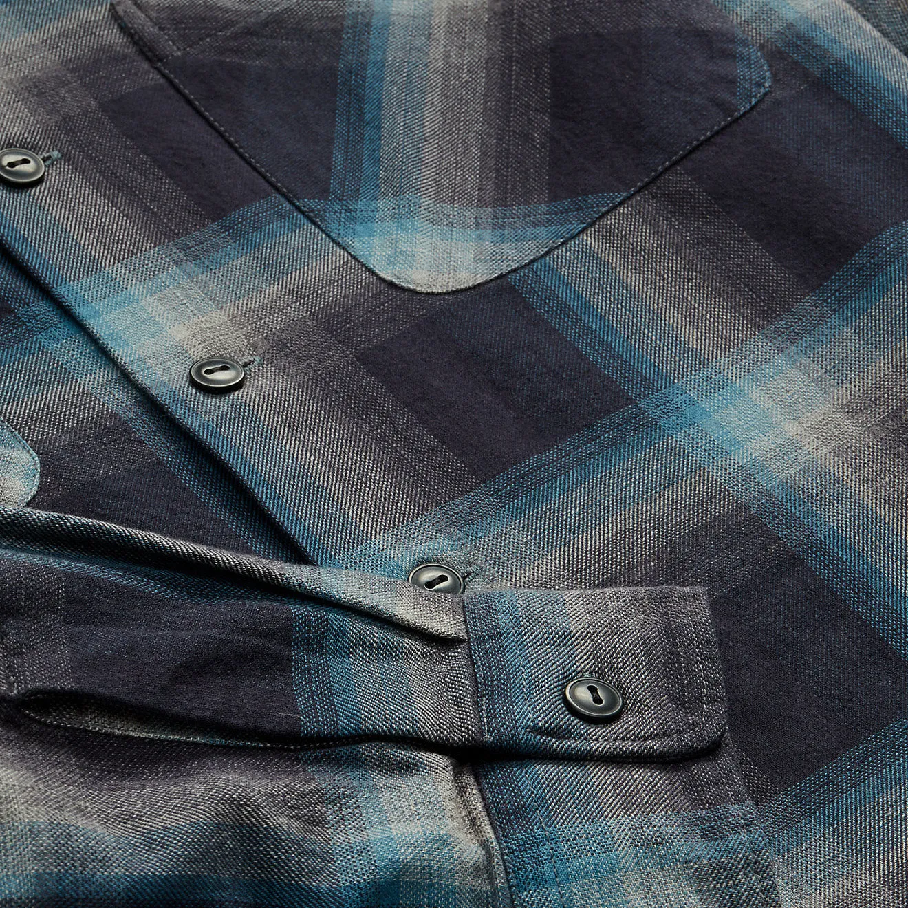 RRL by Ralph Lauren Plaid Jaspe Twill Camp Workshirt Black/Blue