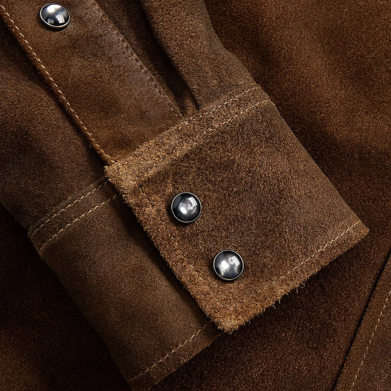 RRL by Ralph Lauren Roughout Suede Western Overshirt Brown