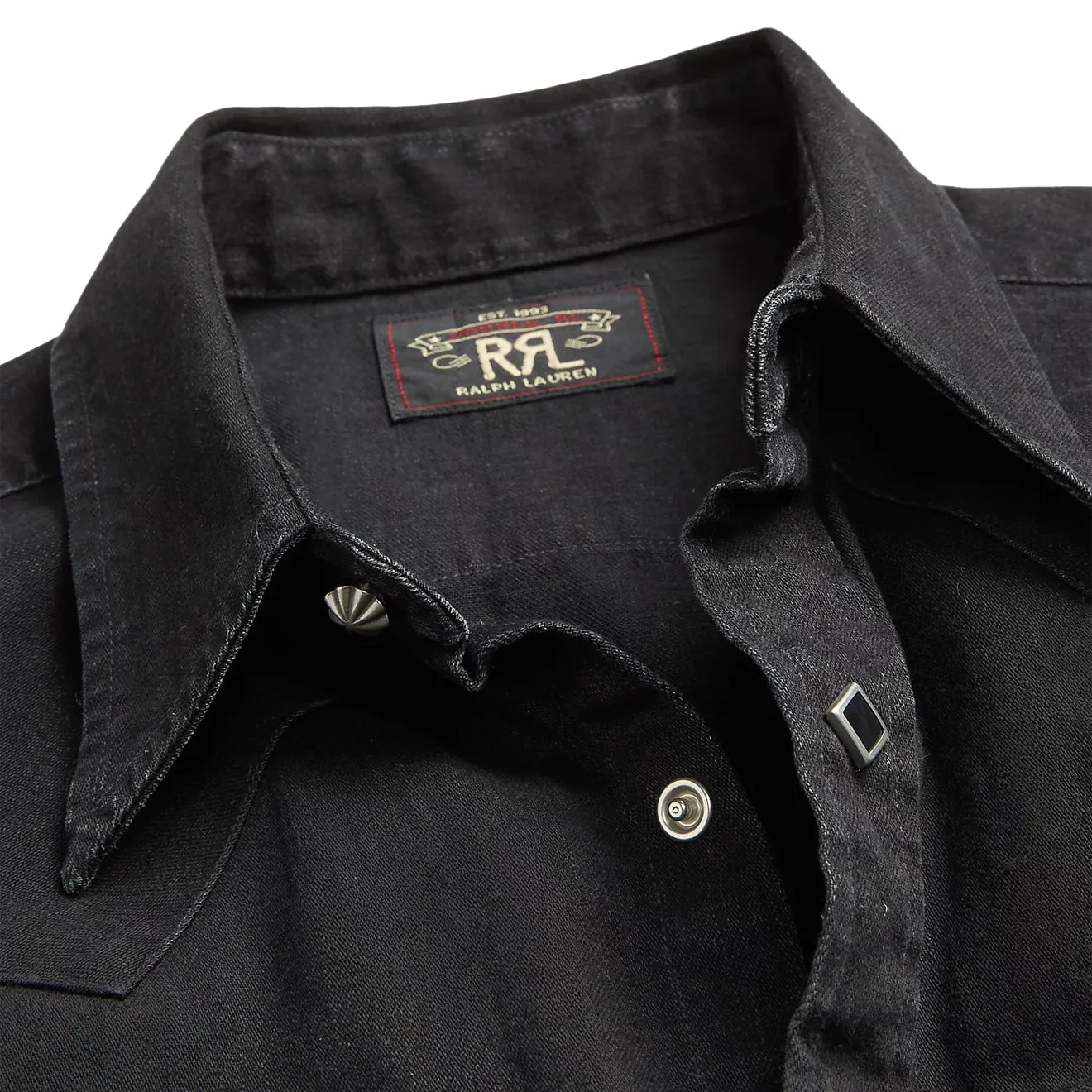 RRL by Ralph Lauren Slim Fit Denim Western Shirt Black