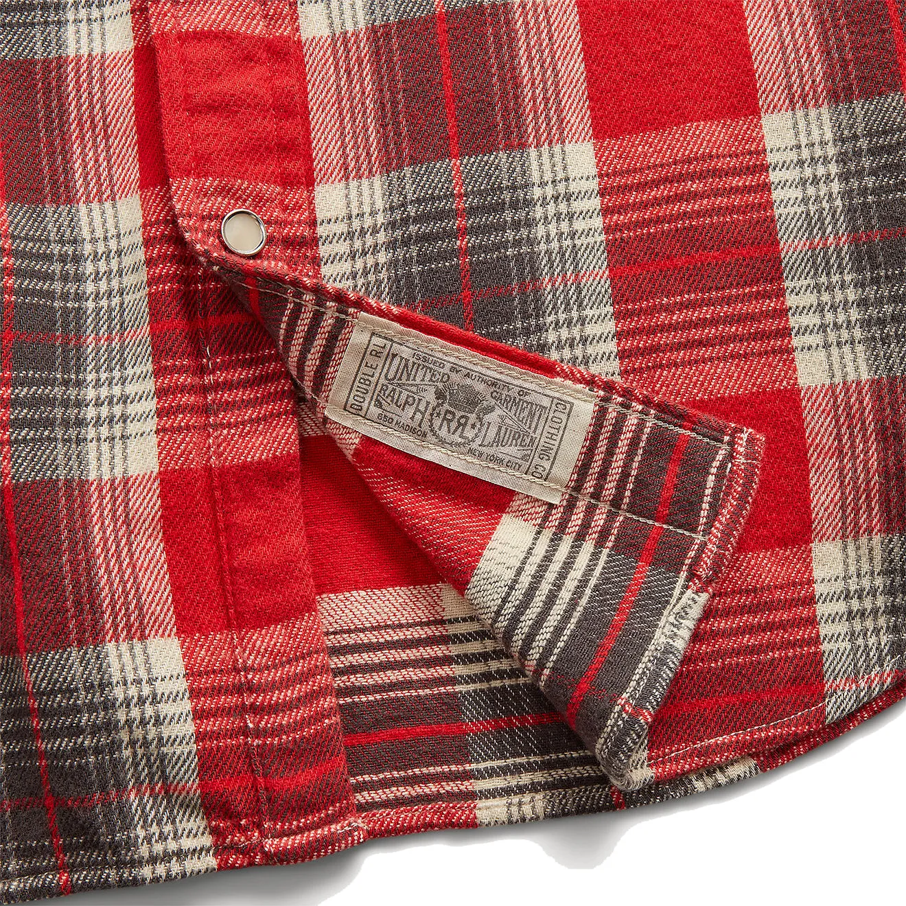 RRL by Ralph Lauren Slim Fit Plaid Twill Western Shirt Red / Grey