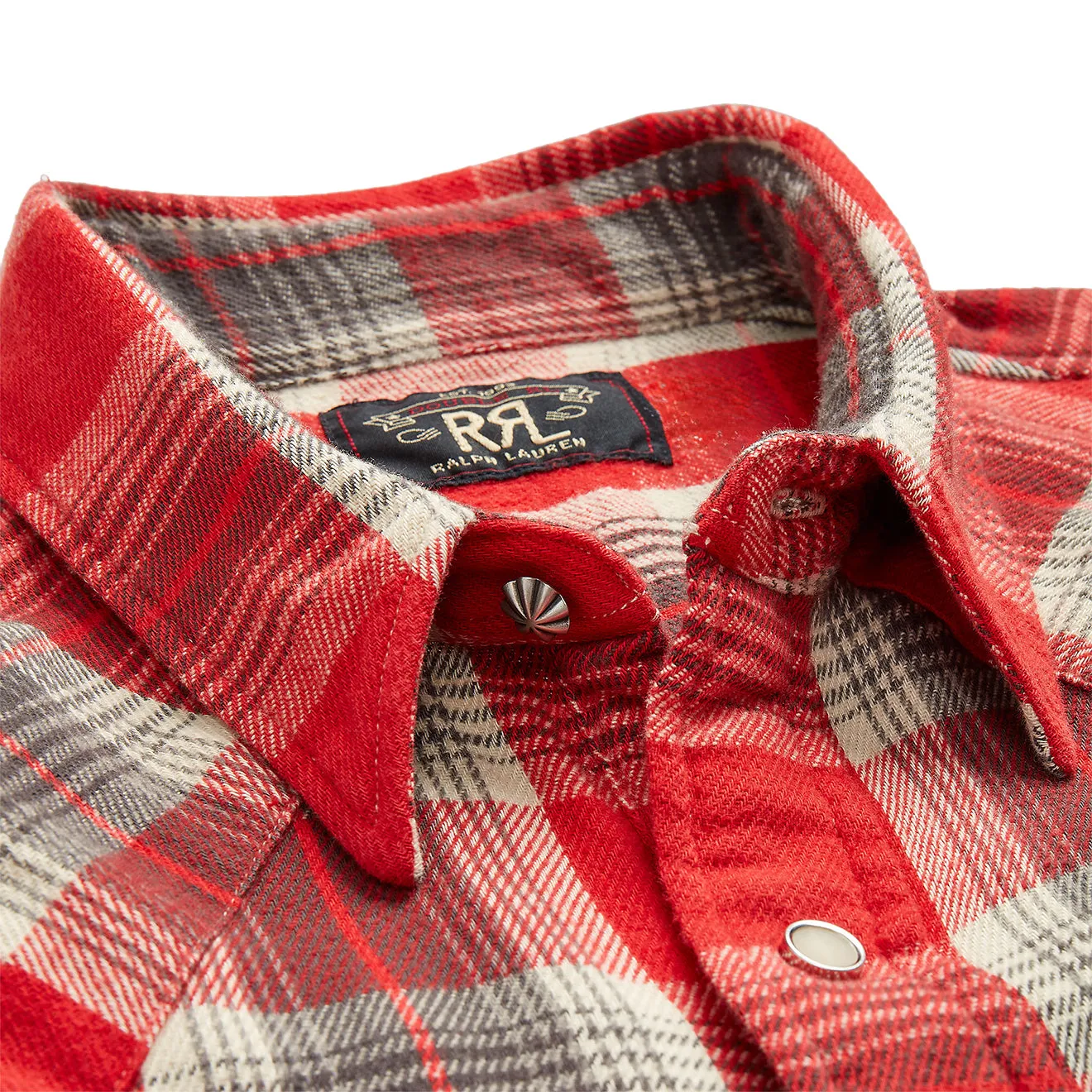 RRL by Ralph Lauren Slim Fit Plaid Twill Western Shirt Red / Grey