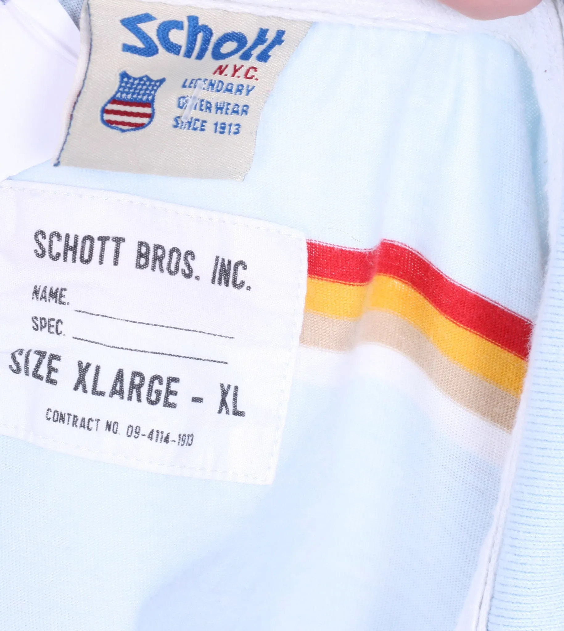 Schott Bros.Inc Mens XL Polo Shirt Blue Short Sleeve Summer Striped