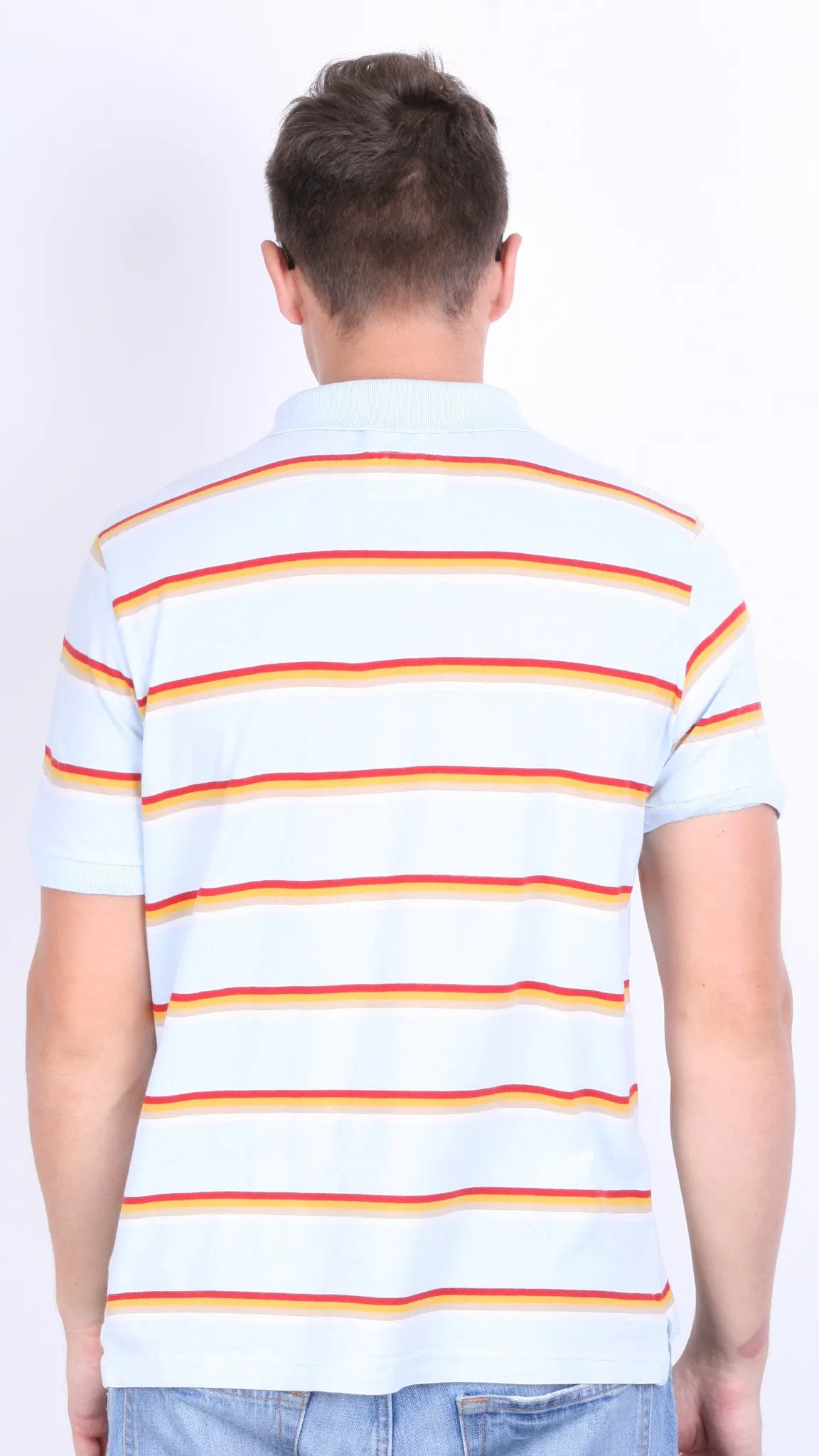 Schott Bros.Inc Mens XL Polo Shirt Blue Short Sleeve Summer Striped