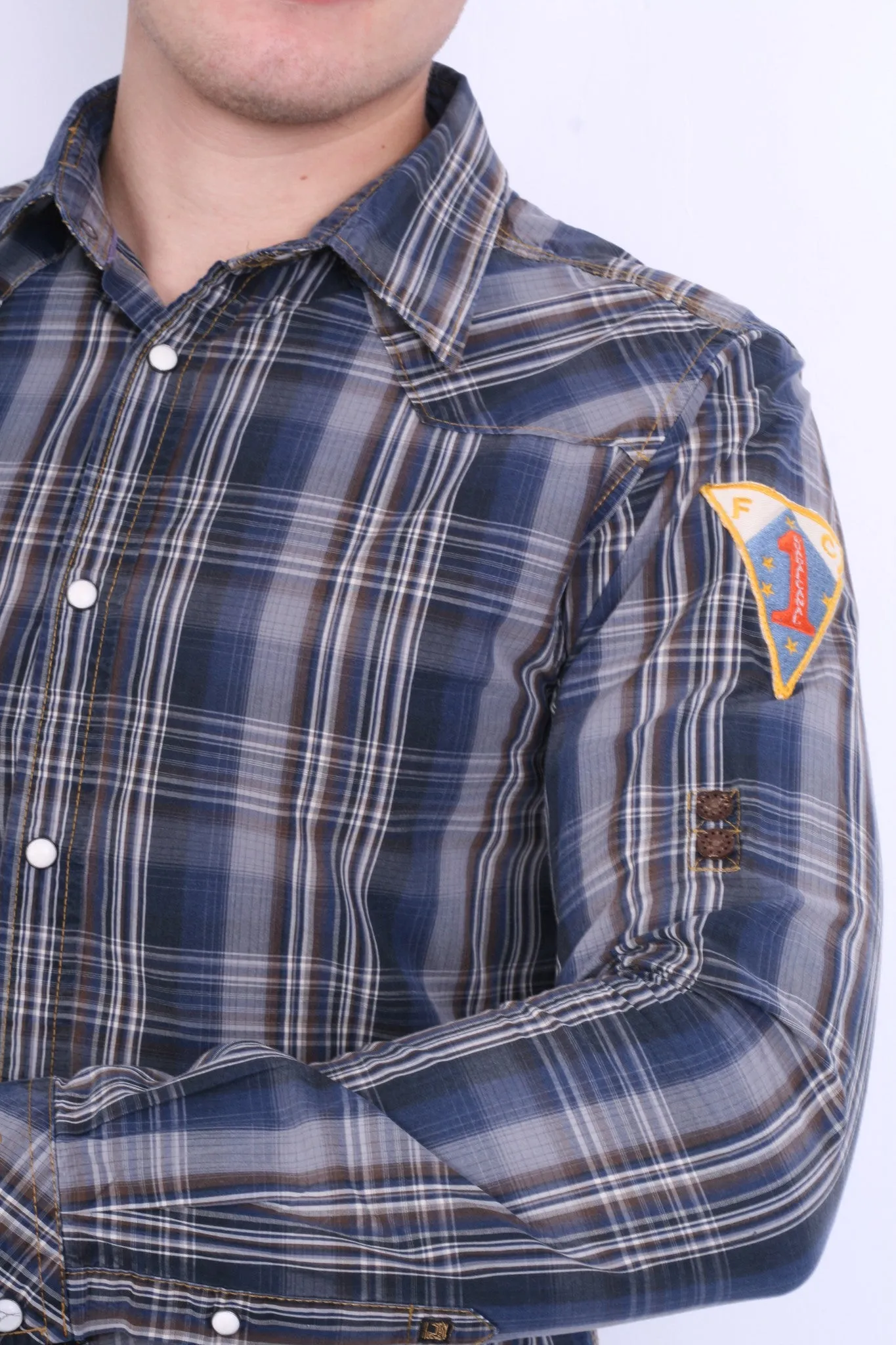 Scotch&Soda Mens M Casual Shirt Check Luxury Dark Grey Cotton