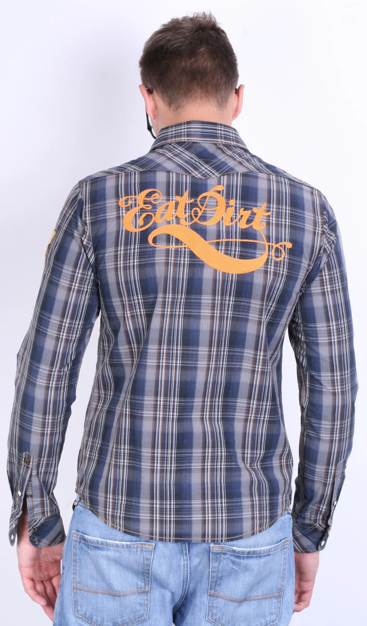 Scotch&Soda Mens M Casual Shirt Check Luxury Dark Grey Cotton