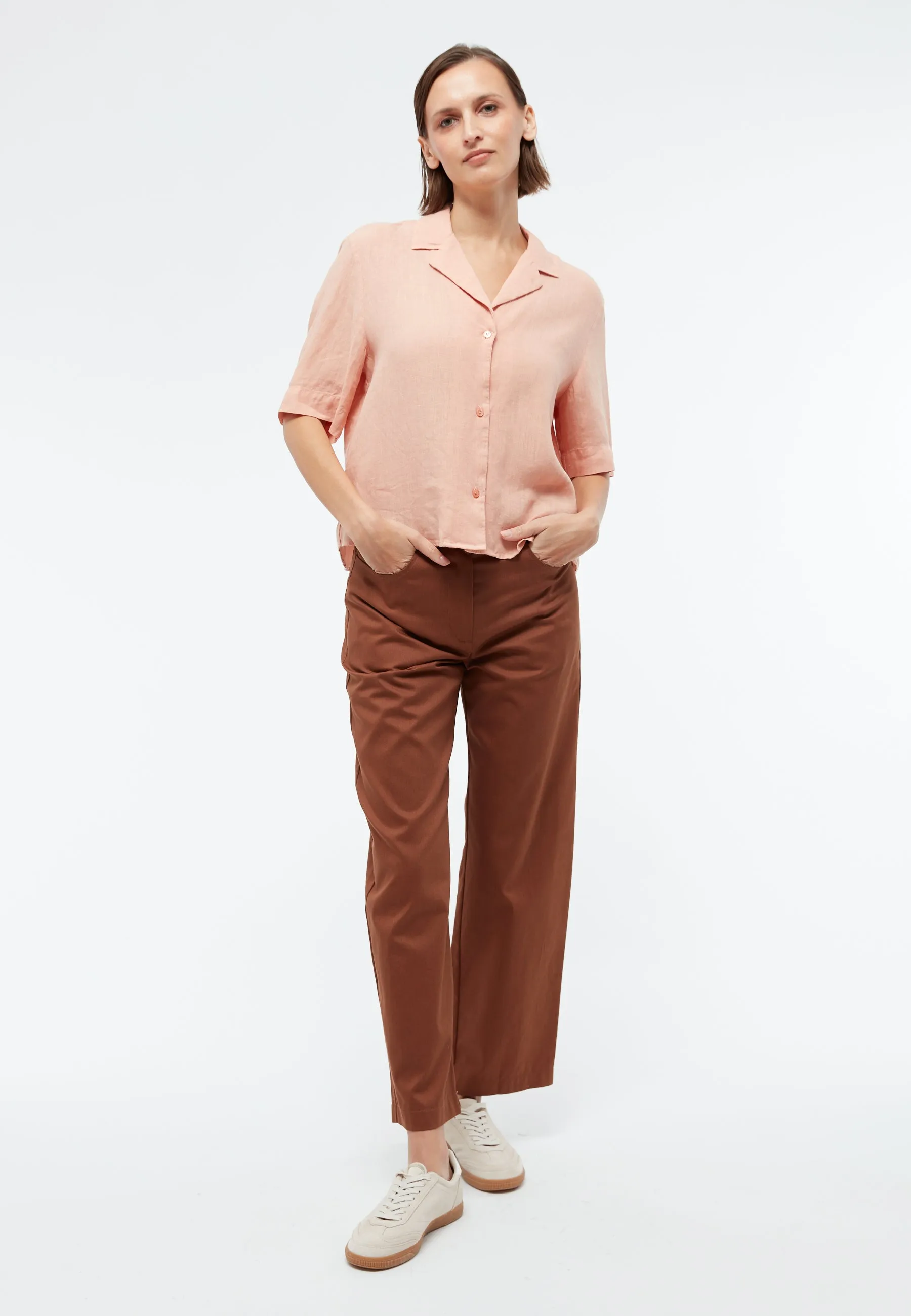 Short sleeve blouse GBCAROL relaxed in linen - Light Apricot (Linen) Givn Berlin