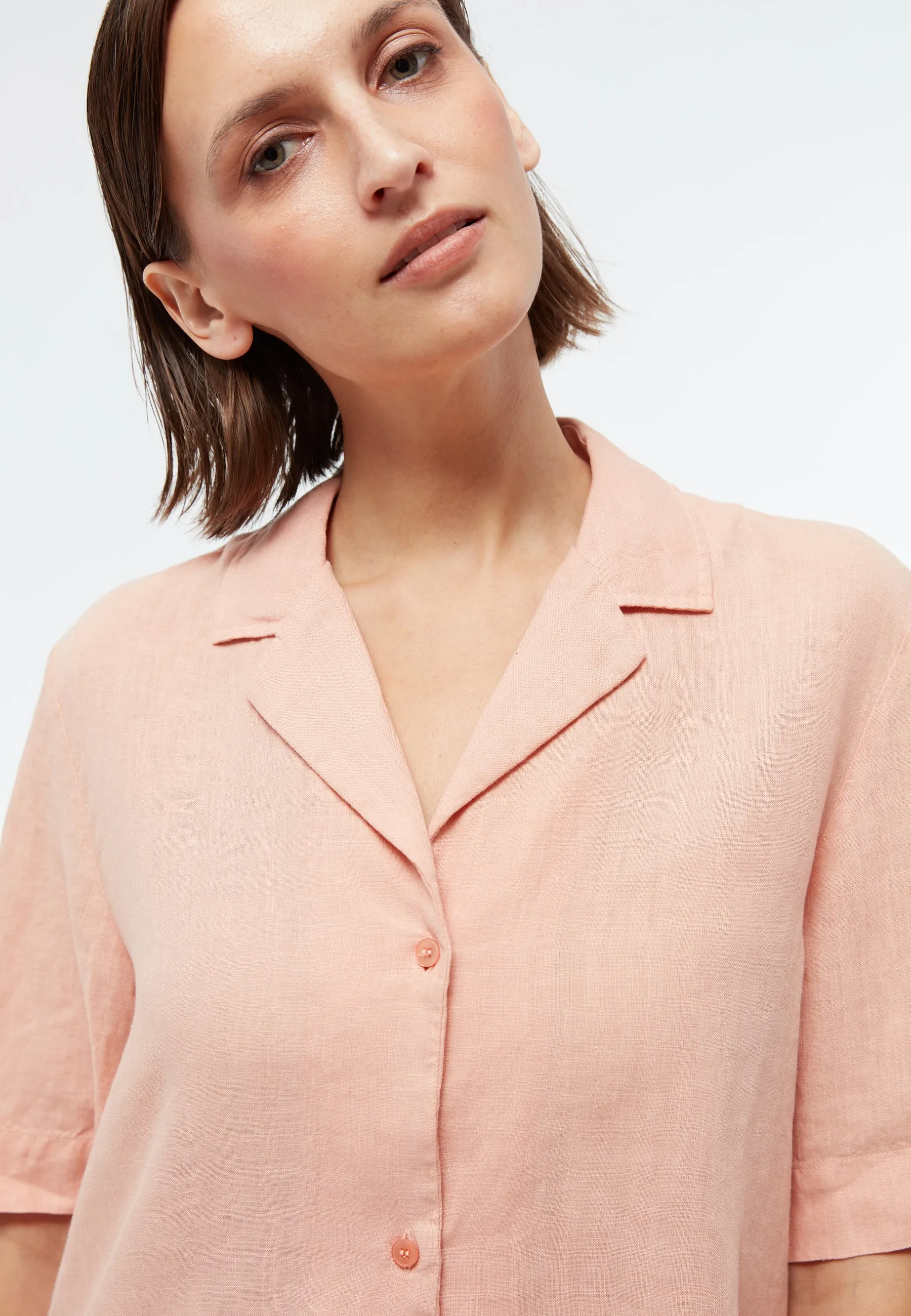 Short sleeve blouse GBCAROL relaxed in linen - Light Apricot (Linen) Givn Berlin