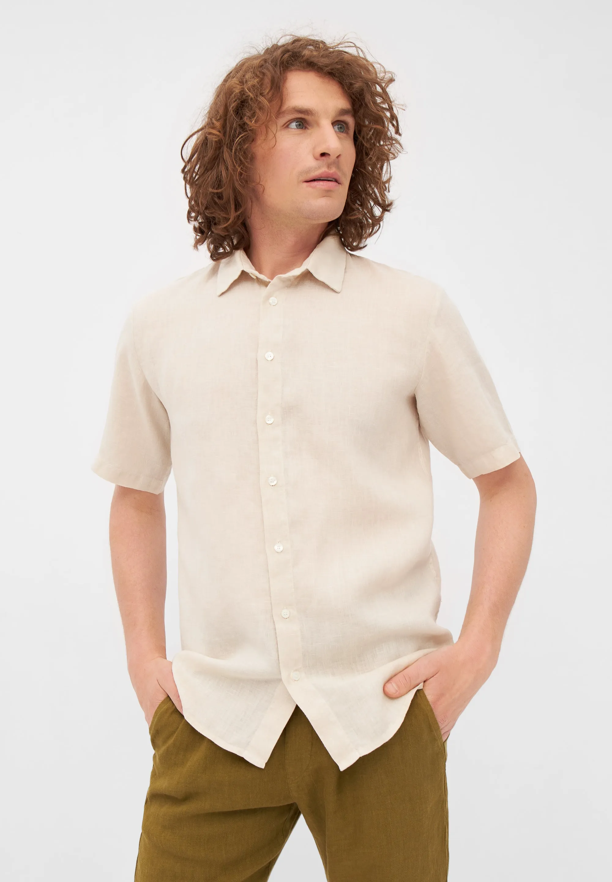 Short Sleeve Shirt GBDYLAN In Linen - Beige (Linen) Givn Berlin