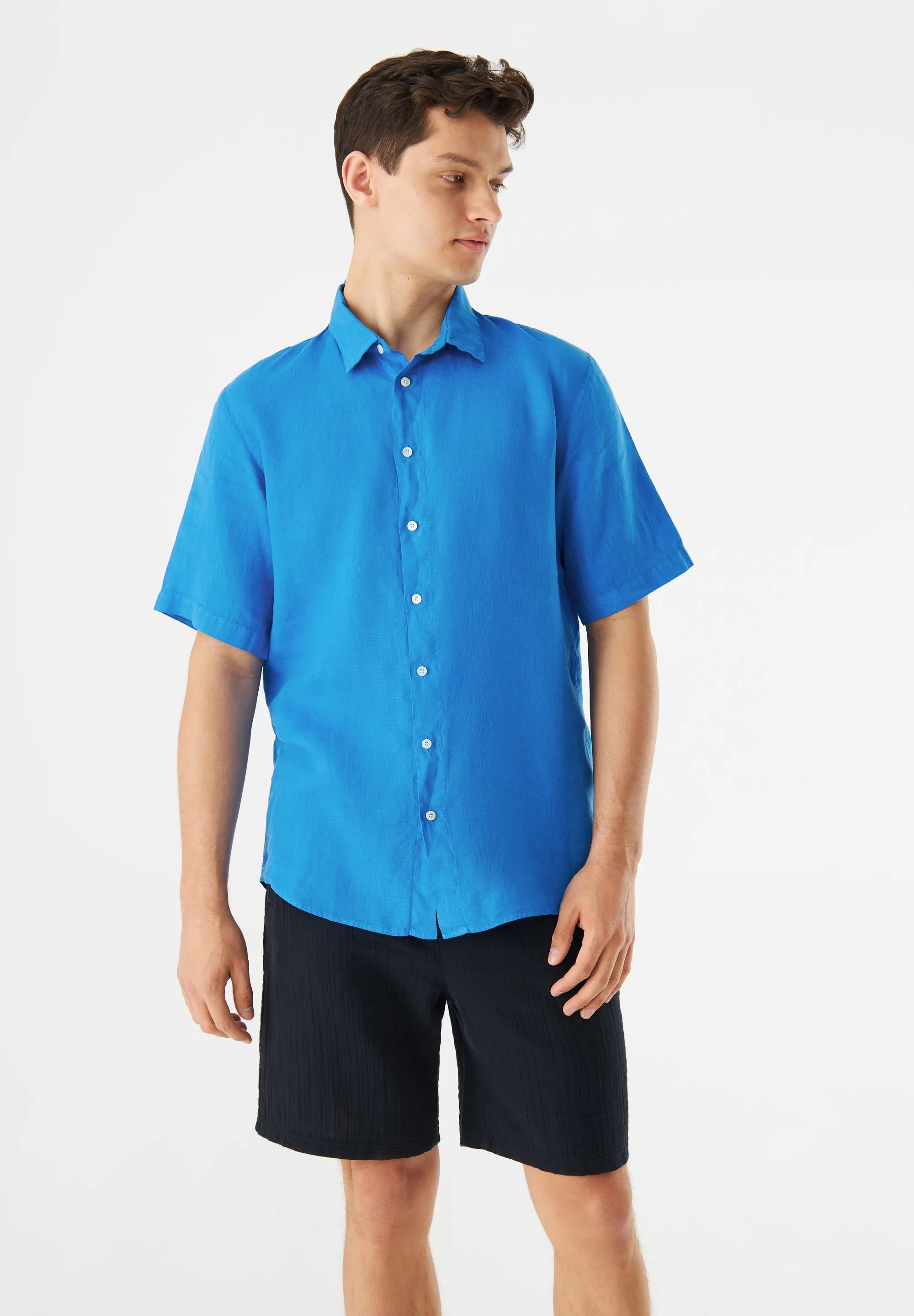 Short Sleeve Shirt GBDYLAN In Linen - French Blue (Linen) Givn Berlin