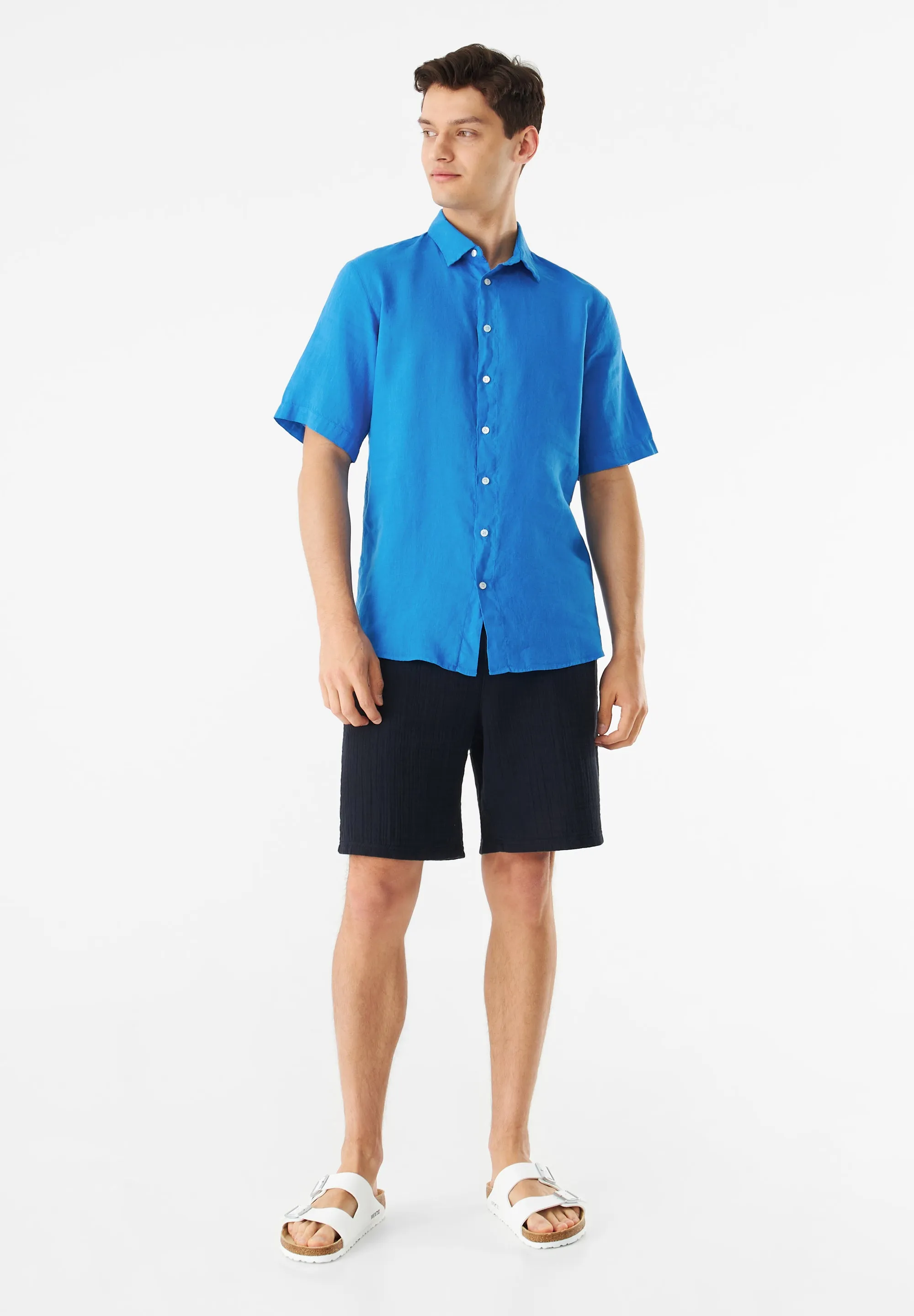 Short Sleeve Shirt GBDYLAN In Linen - French Blue (Linen) Givn Berlin