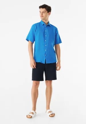 Short Sleeve Shirt GBDYLAN In Linen - French Blue (Linen) Givn Berlin