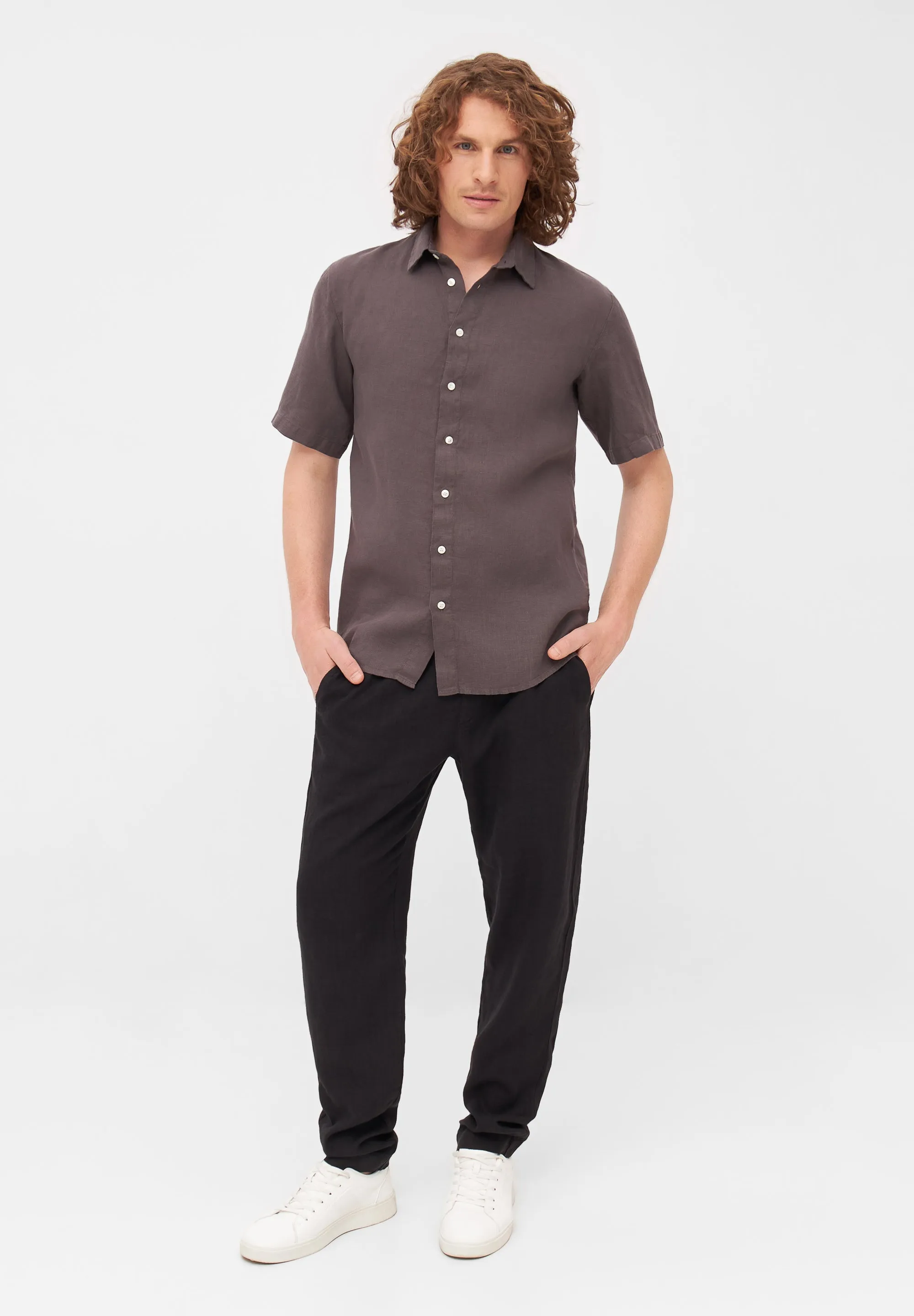 Short Sleeve Shirt GBDYLAN In Linen - Taupe (Linen) Givn Berlin