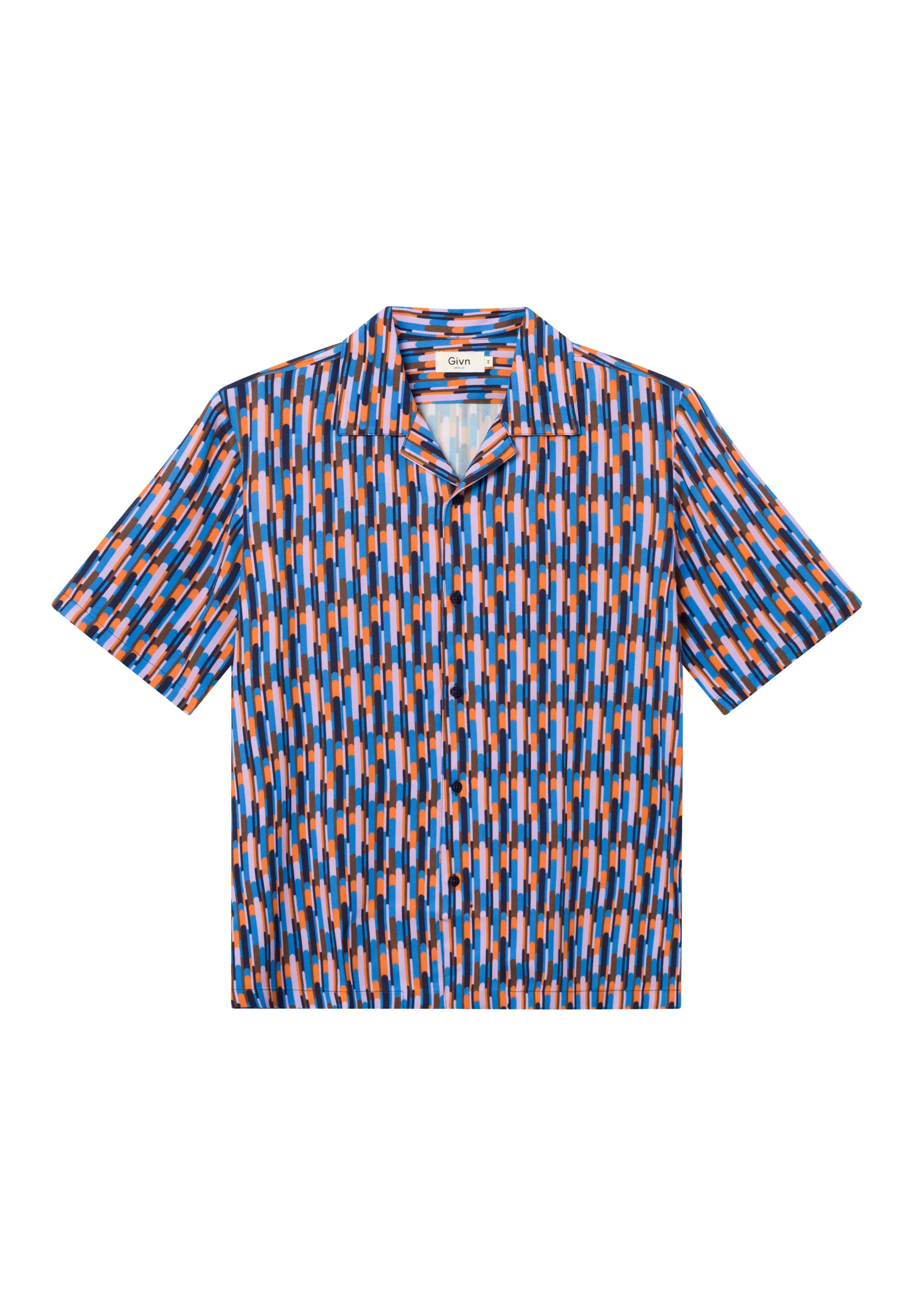 Short sleeve shirt GBLUCA from LENZING™ ECOVERO™ - Blue / Orange (Drops) Givn Berlin
